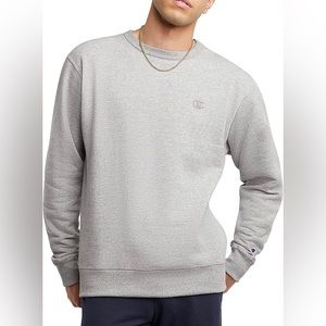 *NWT* MEN’S Champion Powerblend Fleece Crew, C Logo, in Oxford Gray, Small